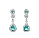 Rhodium Plated Silver Earrings with Chatons and Aquamarine Drop 37.190€ #5006299114717